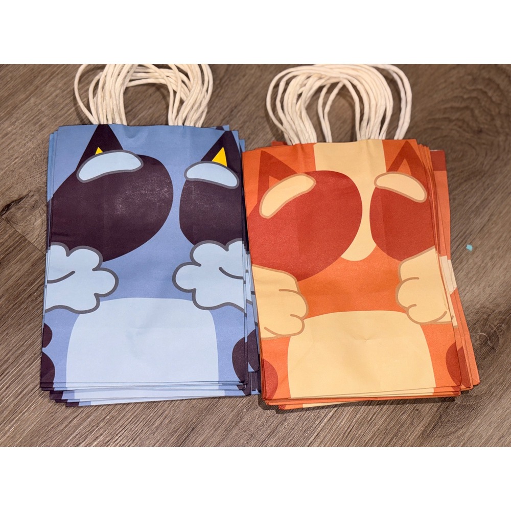 Bluey and Bingo Party Favor Bags 18 Count Birthday Gift Treat Bags Blue Orange